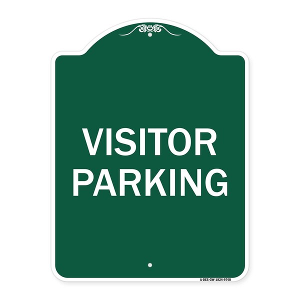Designer Series Visitor Parking, Green & White Heavy-Gauge Aluminum Sign, 24" x 18", GW-1824-9740